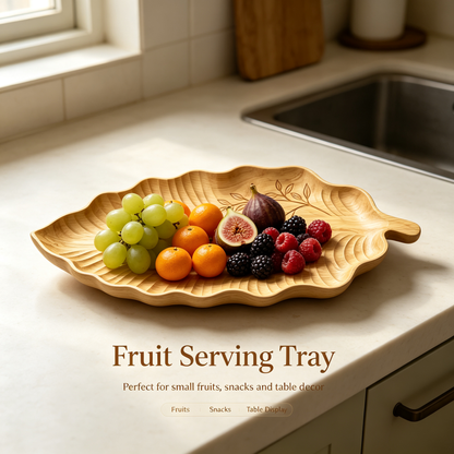 Creative Leaf-Shaped Wooden Serving Tray