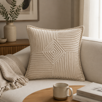 Corduroy Striped Cushion Cover