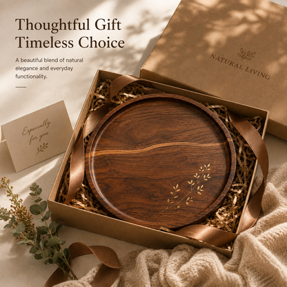 Minimalist Round Wooden Serving Tray